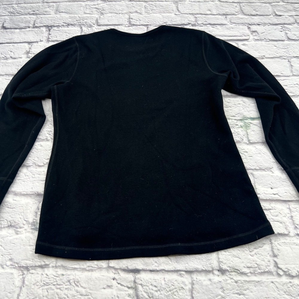 Woolx Merino Wool Base Layer Top Womens Large Black Long Sleeve Thermal Crewneck - Picture 8 of 9